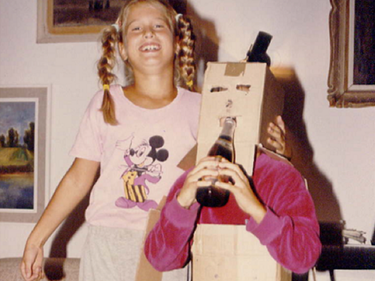 Sanja Fidler, as a child, beside her younger sister who she dressed up as a robot for the Slovenian version of Halloween, a costume foreshadowing the career in AI to come