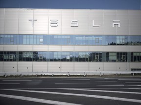 A Tesla factory in Germany. Some on Wall Street are braced for Tesla’s first sales decline since the early days of the pandemic.