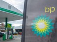 A company logo sits at a BP Plc petrol and refueling station in London, U.K., on Tuesday, Aug. 4, 2020.