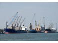 Bulk carriers at the Port of Antwerp-Bruges in Antwerp, Belgium.
