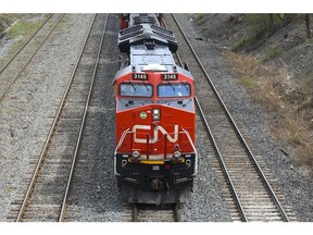 A Canadian National Railway train.