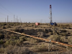 A drilling rig at the Midway-Sunset Oil Field near Derby Acres, California, U.S., on Friday, April 29, 2022. Oil is poised to eke out a fifth monthly advance after another tumultuous period of trading that saw prices whipsawed by the fallout of Russia's war in Ukraine and the resurgence of Covid-19 in China.