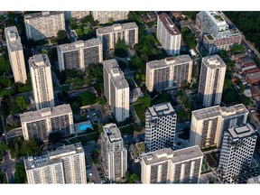 Residential buildings in Toronto, Ontario, Canada, on Wednesday, June 21, 2023. Canada is scheduled to release gross domestic product (GDP) figures on June 30.