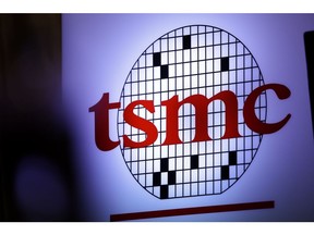 Signage for Taiwan Semiconductor Manufacturing Co. (TSMC).