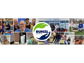 Collage of people dong sustainable acts as part of Bunzl for Better.