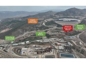 Figure 1. Location of containment and proposed remediation infrastructure overlain on an aerial view of the Çöpler site as of May 1, 2024.