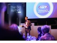 Benjamin Binot, P&G Europe Oral Care Senior Vice President, announcing the launch of the Disability Champions Awards Programme and previewing the new iO2 toothbrush at Oral-B's 'Championing the Perfect Clean for All' event in Amsterdam.