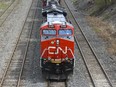A Canadian National Railway train.