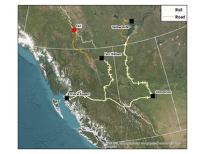 Location of LIFT's Cali Lithium Project (CLP). The CLP is located in the Mackenzie Mountains along the Northwest Territories-Yukon border. The area is accessible by road and is located ~850 kilometers from rail in Fort Nelson, British Columbia.