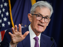 Federal Reserve chair Jerome Powell speaks at a press conference after central bank officials announced interest rates would remain unchanged, May 1, 2024, in Washington, D.C.