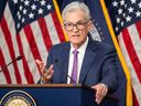 Federal Reserve Chairman Jerome Powell during a press conference May 1 in Washington, DC