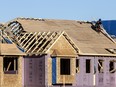 Construction on new housing being built in Oakville, Ont.