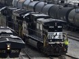 FILE - Norfolk Southern locomotives are moved through the Conway Terminal in Conway, Pa., June 17, 2023. Norfolk Southern shareholders will decide Thursday, May 9, 2024, whether to back an activist investor's bid to take over the railroad's board and replace management.