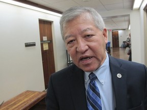 FILE - Honolulu Prosecuting Attorney Keith Kaneshiro talks to The Associated Press in Honolulu, March 2, 2016. A jury found Honolulu's former top prosecutor, Kaneshiro, not guilty, Friday, May 17, 2024, in a bribery case that alleged employees of an engineering and architectural firm bribed him with campaign donations in exchange for his prosecution of a former company employee.