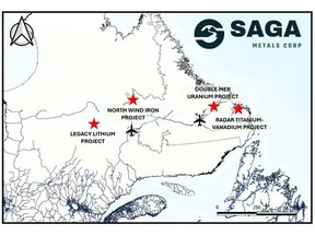 Saga Metals projects in Quebec and Labrador