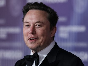 Tesla CEO Elon Musk arrives at the Tenth Breakthrough Prize Ceremony at the Academy Museum of Motion Pictures in Los Angeles, Calif., on April 13, 2024.