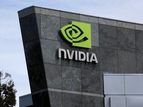 An exterior view of the NVIDIA headquarters on May 30, 2023 in Santa Clara, Calif.