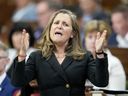 Deputy Prime Minister and Finance Minister Chrystia Freeland rises during question period on May 21, 2024 in Ottawa.