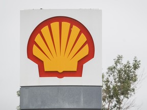A sign indicates empty tanks at the Shell fuel station on 32 Ave near 12 St NE in Calgary, Alta., on Aug. 22, 2014.