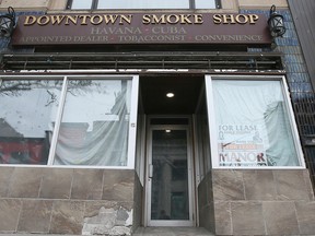 The former Downtown Smoke Shop on Ouellette Avenue in Windsor, Ont. is shown on Tuesday, March 19, 2024.