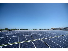The solar power facility at the Indorama Venture Pcl Lopburi plant in Lopburi, Thailand, on Friday, Oct. 18. 2019. Photographer: Nicholas Axelrod/Bloomberg