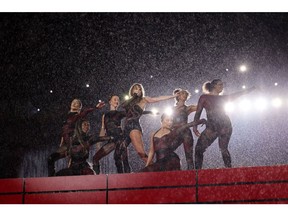 Water is sprayed over the stage as Taylor Swift in Rio de Janeiro in November 2023.