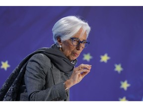 Christine Lagarde, president of the European Central Bank (ECB), at a rates decision news conference in Frankfurt, Germany, on Thursday, Dec. 14, 2023. The European Central Bank kept interest rates on hold for a second meeting with inflation tumbling, but said it will step up its exit from €1.7 trillion ($1.8 trillion) of pandemic-era stimulus. Photographer: Alex Kraus/Bloomberg