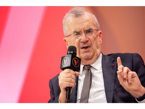Francois Villeroy de Galhau, governor of the Bank of France, at the VivaTech conference in Paris, France, on Thursday, May 23, 2024. The annual startup and technology events runs until May 25. Photographer: Benjamin Girette/Bloomberg