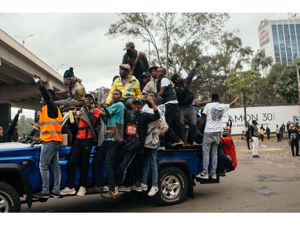 Protesters in the central business district of Nairobi on June 25