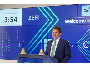 Just minutes before ZEFI's common shares began trading on the Cboe Canada Inc. exchange on April 23, 2024, Zefiro Founder and CEO Talal Debs addressed guests of the bell-ringing ceremony in Toronto's Financial District.
