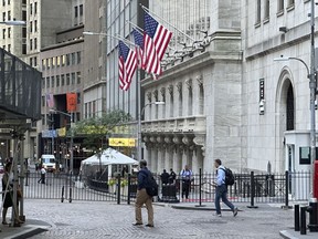 FILE - The New York Stock Exchange is shown on June 12, 2024 in New York. European shares are lower and Asian shares ended mixed on Thursday, June 13, 2024, after the Federal Reserve opted to keep its benchmark interest rate unchanged.