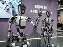 Fourier's GR-1 humanoid robots are displayed during the World Artificial Intelligence Conference in Shanghai on July 4.