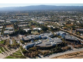 The Googleplex corporate headquarters building stands in this aerial photograph taken above Mountain View, California, U.S., on Wednesday, Oct. 23, 2019. Alphabet Inc. is scheduled to release earnings figures on October 28.