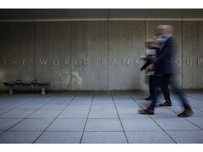 The World Bank Group headquarters in Washington, DC, US, on Tuesday, Sept. 27, 2022. World Bank President Malpass said he hasn't considered resigning and isn't under pressure from member countries to do so, after critics slammed him for dodging questions on whether he accepted the scientific consensus that the burning of fossil fuels is driving global warming.