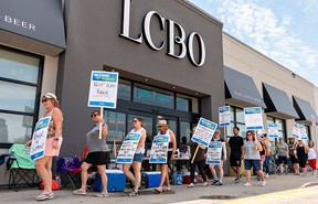 LCBO workers picket in Brantford, Ont.