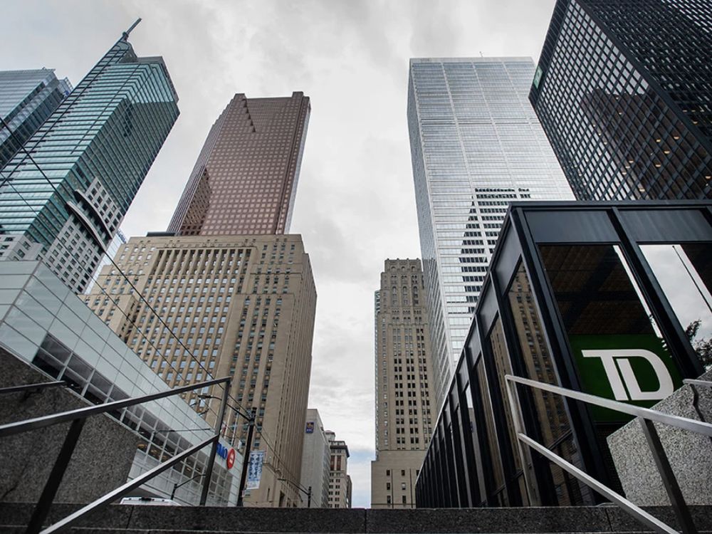 Bank buildings in Toronto's financial district.