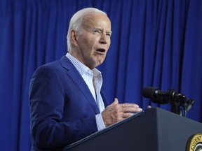 FILE - President Joe Biden speaks, June 28, 2024, in New York. Biden is scheduled to receive an operational briefing at the D.C. Emergency Operations Center and deliver remarks on extreme weather on Tuesday, July 2.