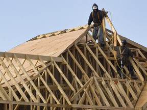 Construction continues on a new home in the Arista Homes and Fieldgate Homes Vaughan Valley subdivision outside Toronto in Vaughan, Ont. on Nov. 30, 2009.