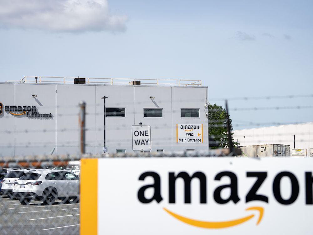 An Amazon fulfillment center is pictured in Delta, British Columbia, on May 31.