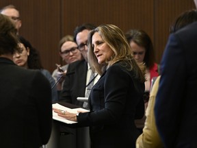 Deputy Prime Minister and Minister of Finance Chrystia Freeland speaks about changes to the capital gains tax inclusion rate during a news conference on Parliament Hill in Ottawa on June 10.