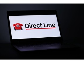 The Direct Line logo displayed on a laptop arranged in London, UK, on Friday, March 1, 2024. Direct Line Insurance Group Plc said its board unanimously rejected a bid from Ageas, describing the offer as "uncertain" and "unattractive." Photographer: Hollie Adams/Bloomberg via Getty Images