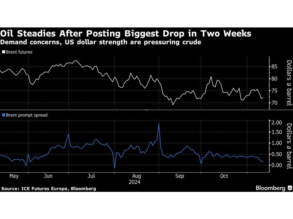 Oil Holds Biggest Drop in Two Weeks on Demand Concern and Dollar