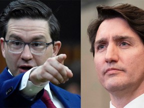 Prime Minister Justin Trudeau, right, and Conservative Leader Pierre Poilievre.