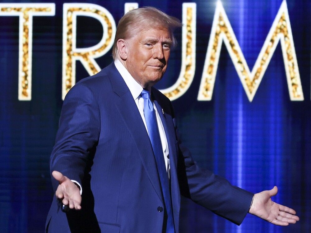 US President-elect Donald Trump takes the stage before speaking at the FOX Nation Patriot Awards, Thursday, December 5, 2024, in Greenville, New York.