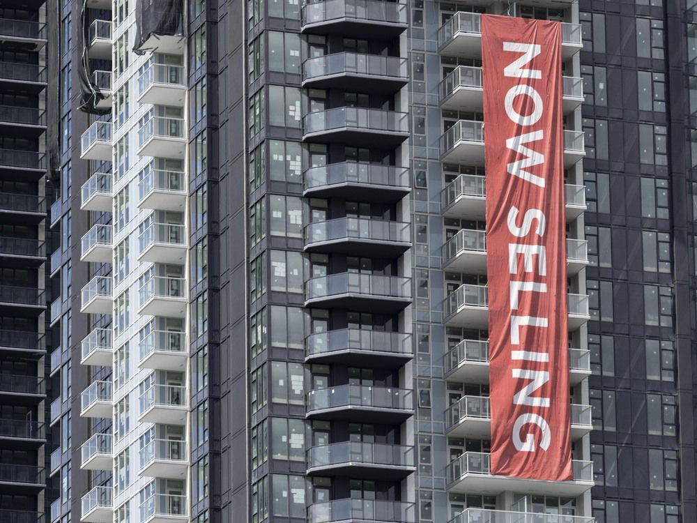 Condominiums nearing completion and up for sale in Burnaby, B.C. 
on May 23, 2024. 