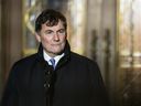 Dominic LeBlanc, Minister of Finance, Public Safety and Intergovernmental Affairs, participates in a news conference after a swearing in ceremony at Rideau Hall in Ottawa on Dec. 16, 2024.