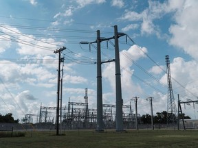 Transmission lines and a power substation in Austin, Texas, US, on Thursday, June 13, 2024. The Texas grid repeatedly has suffered from tight electricity supplies in the past two years as extreme weather and surging power demand stress aging infrastructure.