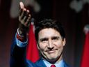 Prime Minister Justin Trudeau delivers remarks during a National Caucus holiday event in Ottawa, on Tuesday, Dec. 17, 2024. Trudeau is shuffling his cabinet today, filling vacancies left by Liberals who have left their posts or don't plan to run in the next federal election.