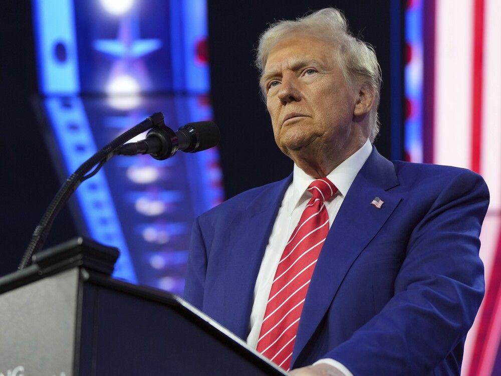 U..S. President-elect Donald Trump speaks at AmericaFest, Sunday, Dec. 22, 2024, in Phoenix.