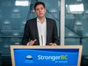 B.C. Premier David Eby speaks during a news conference in Vancouver, B.C. on Jan. 7, 2025.